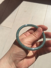 Load image into Gallery viewer, 56.5mm Certified Type A 100% Natural icy watery green/blue/black/gray slim round cut Guatemala Jadeite bangle PB14-5629