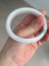 Load image into Gallery viewer, 52mm certified type A 100% Natural green/white oval jadeite jade bangle BK125-0256