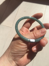 Load image into Gallery viewer, 56.5mm Certified Type A 100% Natural icy watery green/blue/black/gray slim round cut Guatemala Jadeite bangle PB14-5629