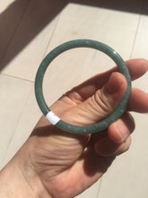 Load image into Gallery viewer, 56.5mm Certified Type A 100% Natural icy watery green/blue/black/gray slim round cut Guatemala Jadeite bangle PB14-5629