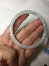 Load image into Gallery viewer, 59.5mm 100% natural certified light green/white round cut slim jadeite jade bangle BL43-1824