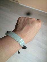 Load image into Gallery viewer, 100% natural type A yellow/white/green carved feather jadeite jade braided adjustable slider bracelet AX39