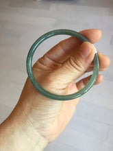 Load image into Gallery viewer, 56.5mm Certified Type A 100% Natural icy watery green/blue/black/gray slim round cut Guatemala Jadeite bangle PC63-7050