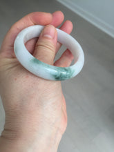 Load image into Gallery viewer, 52mm certified type A 100% Natural green/white oval jadeite jade bangle BK125-0256