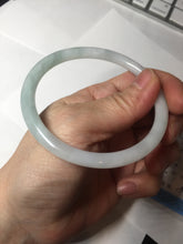 Load image into Gallery viewer, 59.5mm 100% natural certified light green/white round cut slim jadeite jade bangle BL43-1824