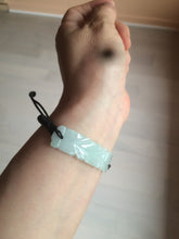 Load image into Gallery viewer, 100% natural type A yellow/white/green carved feather jadeite jade braided adjustable slider bracelet AX39