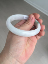 Load image into Gallery viewer, 52mm certified type A 100% Natural green/white oval jadeite jade bangle BK125-0256