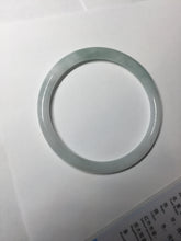 Load image into Gallery viewer, 59.5mm 100% natural certified light green/white round cut slim jadeite jade bangle BL43-1824