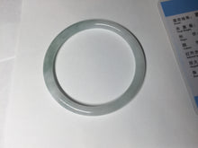 Load image into Gallery viewer, 59.5mm 100% natural certified light green/white round cut slim jadeite jade bangle BL43-1824