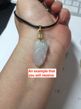 Load image into Gallery viewer, 100% natural type A icy watery white purple green jadeite jade  leaf pendant group F157
