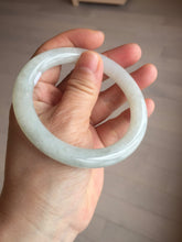 Load image into Gallery viewer, 57.7mm certified 100% natural type A icy watery light green white round cut jadeite jade bangle BS84-(1100)