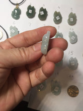 Load image into Gallery viewer, 100% natural type A dark green/light green/white/gray jadeite jade fox pendant necklace PC123