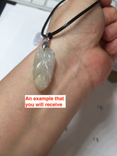 Load image into Gallery viewer, 100% natural type A icy watery white purple green jadeite jade  leaf pendant group F157