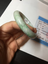Load image into Gallery viewer, 56mm Certified type A 100% Natural sunny green/white Jadeite bangle AY87-3479