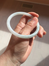 Load image into Gallery viewer, 59.5mm 100% natural certified light green/white round cut slim jadeite jade bangle BL43-1824