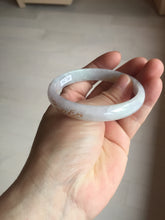 Load image into Gallery viewer, 56mm 100% Natural type A light green purple white carved flowers and golden-painted Jadeite Jade bangle PB227-0274