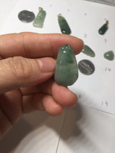 Load image into Gallery viewer, 100% Natural type A icy watery dark green/black/gary with green flying flowers Jadeite Jade belssed melon pendant PC124-3