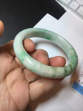 Load image into Gallery viewer, 58.5mm Certified type A 100% Natural sunny green/white Jadeite bangle AY87-3471