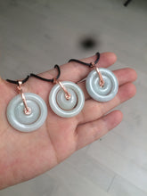 Load image into Gallery viewer, 27mm Type A 100% Natural icy light green Jadeite Jade concentric circle safety Guardian ring Pendant (子母扣,同心环) AX38