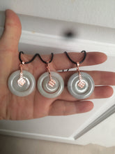 Load image into Gallery viewer, 27mm Type A 100% Natural icy light green Jadeite Jade concentric circle safety Guardian ring Pendant (子母扣,同心环) AX38