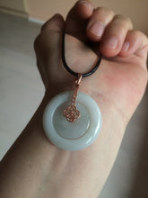 Load image into Gallery viewer, 27mm Type A 100% Natural icy light green Jadeite Jade concentric circle safety Guardian ring Pendant (子母扣,同心环) AX38