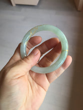 Load image into Gallery viewer, 53.7mm 100% Natural type A icy watery light green carved and golden-painted round cut Jadeite Jade bangle Pb212-2404