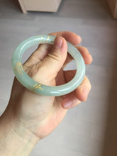 Load image into Gallery viewer, 53.7mm 100% Natural type A icy watery light green carved and golden-painted round cut Jadeite Jade bangle Pb212-2404