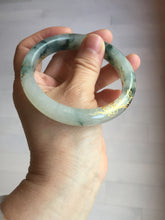 Load image into Gallery viewer, 58.5mm Certified 100% Natural type A icy watery green/light with green flying flowers carved and golden-painted Jadeite Jade bangle PB211-7075