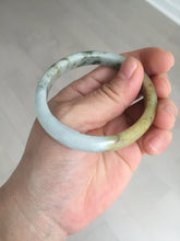Load image into Gallery viewer, 52mm certified Type A 100% Natural light green yellow brown autumn colors slim oval Jadeite Jade bangle Q140-4074
