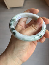 Load image into Gallery viewer, 57.7mm certified 100% natural green/purple/brown(Fu Lu SHOU) with green floating flowers jadeite jade bangle PD141-6311