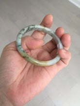 Load image into Gallery viewer, 52mm certified Type A 100% Natural light green yellow brown autumn colors slim oval Jadeite Jade bangle Q140-4074