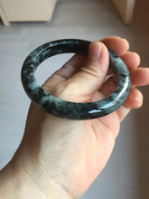 Load image into Gallery viewer, 55mm Certified Type A 100% Natural dark green black/white (black water and white mountains,白山黑水) Jadeite bangle PD140-6240