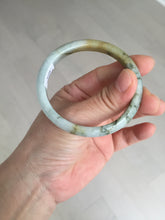 Load image into Gallery viewer, 52mm certified Type A 100% Natural light green yellow brown autumn colors slim oval Jadeite Jade bangle Q140-4074