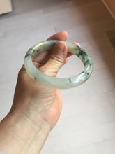 Load image into Gallery viewer, 58.5mm Certified 100% Natural type A icy watery green/light with green flying flowers carved and golden-painted Jadeite Jade bangle PB211-7075