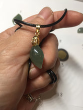 Load image into Gallery viewer, 100% natural type A icy watery dark green jadeite jade petal pendant group F159