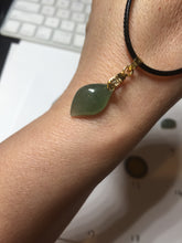 Load image into Gallery viewer, 100% natural type A icy watery dark green jadeite jade petal pendant group F159
