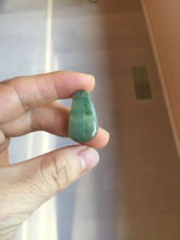 Load image into Gallery viewer, 100% Natural type A icy watery dark green/black/gary with green flying flowers Jadeite Jade belssed melon pendant PC124-3