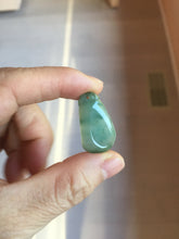 Load image into Gallery viewer, 100% Natural type A icy watery dark green/black/gary with green flying flowers Jadeite Jade belssed melon pendant PC124-3