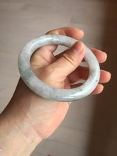 Load image into Gallery viewer, 58.5mm certified type A 100% Natural oily light green/white chubby round cut Jadeite Jade bangle BM20-2798
