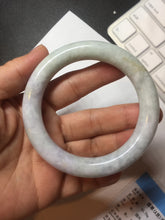 Load image into Gallery viewer, 56.6mm Certified 100% natural Type A light green purple brown chubby round cut jadeite jade bangle BQ14-5819