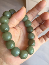 Load image into Gallery viewer, 100% Natural 13.8x12.5mm dark green/gray/brown vintage style nephrite Jade bead bracelet HF76