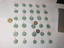 Load image into Gallery viewer, 18-23.5mm Type A 100% Natural light green sunny green white Jadeite Jade Safety Guardian Button donuts Pendant group AA67