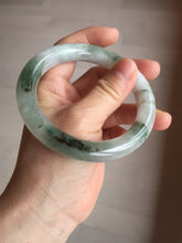 Load image into Gallery viewer, 58.5mm certified type A 100% Natural oily light green/white chubby round cut Jadeite Jade bangle BM20-2798