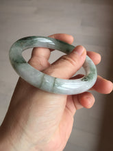 Load image into Gallery viewer, 58.5mm certified type A 100% Natural oily light green/white chubby round cut Jadeite Jade bangle BM20-2798