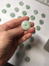 Load image into Gallery viewer, 18-23.5mm Type A 100% Natural light green sunny green white Jadeite Jade Safety Guardian Button donuts Pendant group AA67
