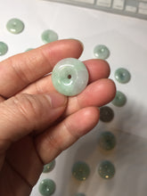 Load image into Gallery viewer, 18-23.5mm Type A 100% Natural light green sunny green white Jadeite Jade Safety Guardian Button donuts Pendant group AA67