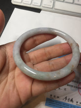 Load image into Gallery viewer, 58.9mm certified 100% natural type A light green/purple/yellow(Fu Lu SHOU) slim round cut jadeite jade bangle BN45-3116