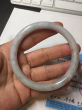 Load image into Gallery viewer, 58.9mm certified 100% natural type A light green/purple/yellow(Fu Lu SHOU) slim round cut jadeite jade bangle BN45-3116