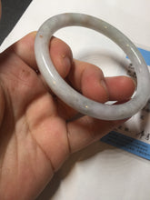 Load image into Gallery viewer, 58.9mm certified 100% natural type A light green/purple/yellow(Fu Lu SHOU) slim round cut jadeite jade bangle BN45-3116