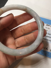 Load image into Gallery viewer, 58.9mm certified 100% natural type A light green/purple/yellow(Fu Lu SHOU) slim round cut jadeite jade bangle BN45-3116